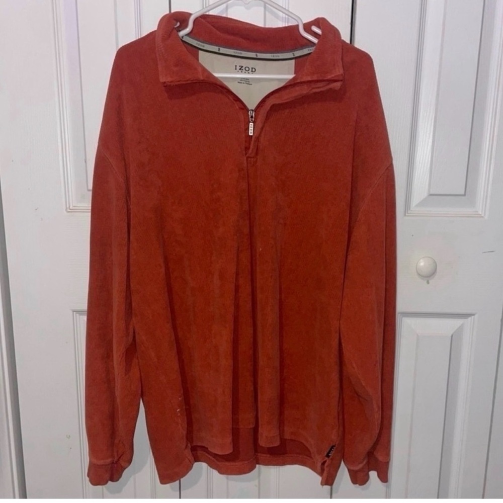 Izod Jeans Rust Quarter Zip Pullover Men’s  Sweatshirt XXL Vintage Casual